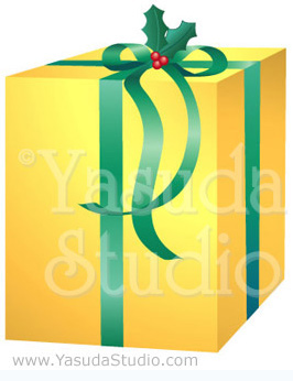 Christmas Gift with Holly Trim
